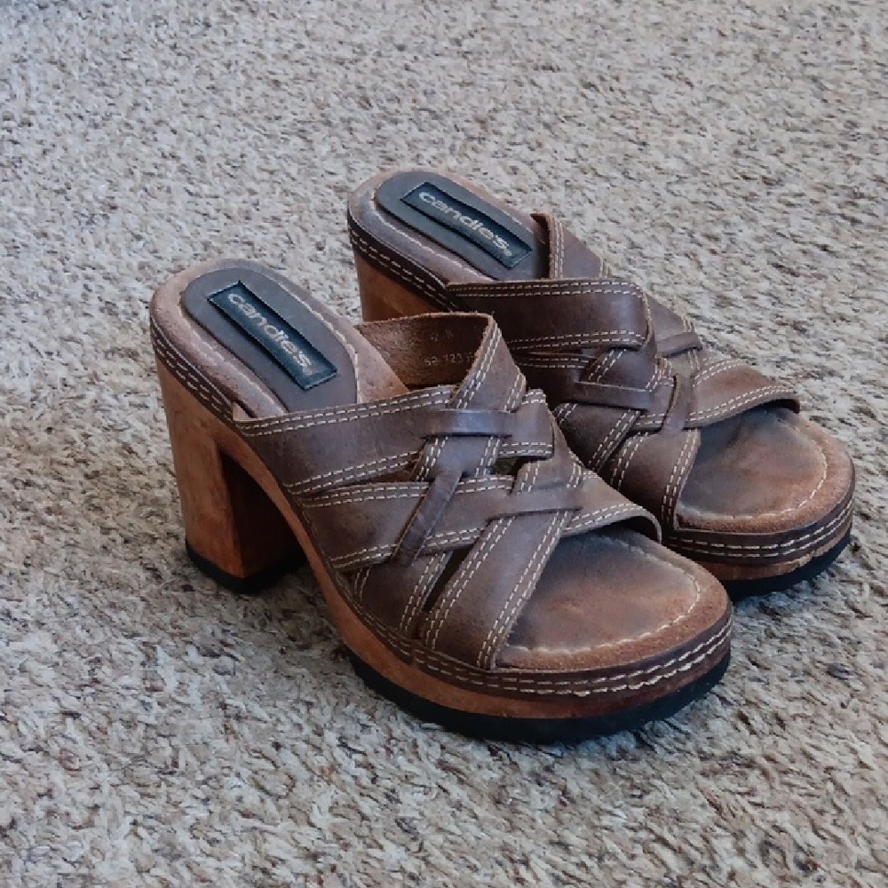 Candies 90s Y2k Vintage Wooden Heel Sandals Size 6.5
